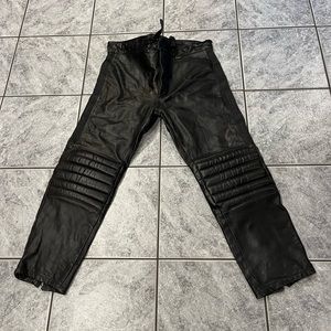 Protech Leather Apparel Motorcycle pants with padded knees.